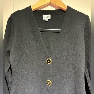 G. Line by Gizmo wool blend maxi shift dress sweater black v neck long 80’s